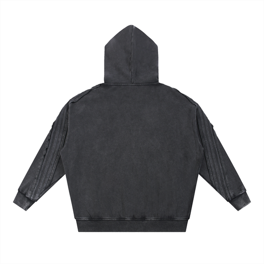 VERITYX Snow Washed Tape Raw Edge 420 GSM Cotton Zip Hoodie