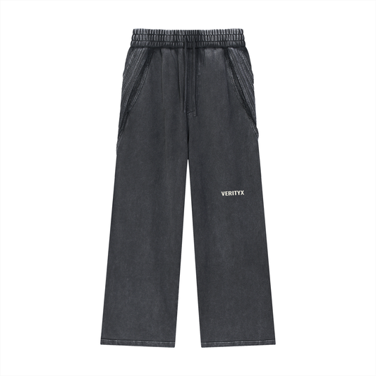 VERITYX Snow Washed Tape Raw Edge 420 GSM Cotton Sweatpants