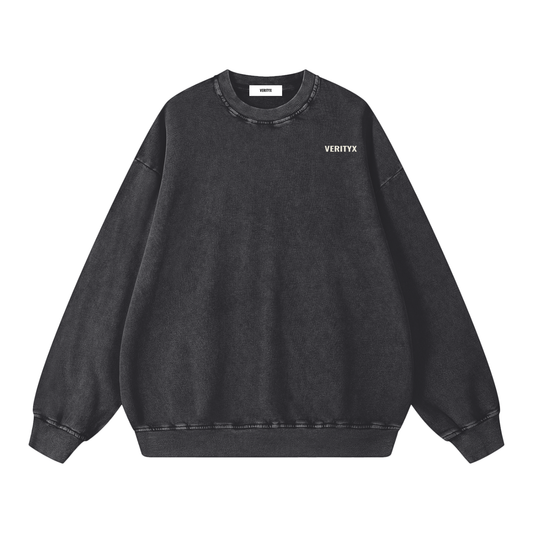 VERITYX Snow Washed Oversized 360 GSM Cotton Sweatshirt