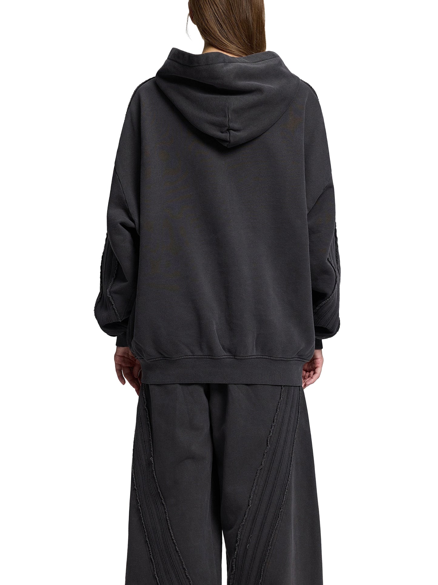 VERITYX Snow Washed Tape Raw Edge 420 GSM Cotton Zip Hoodie